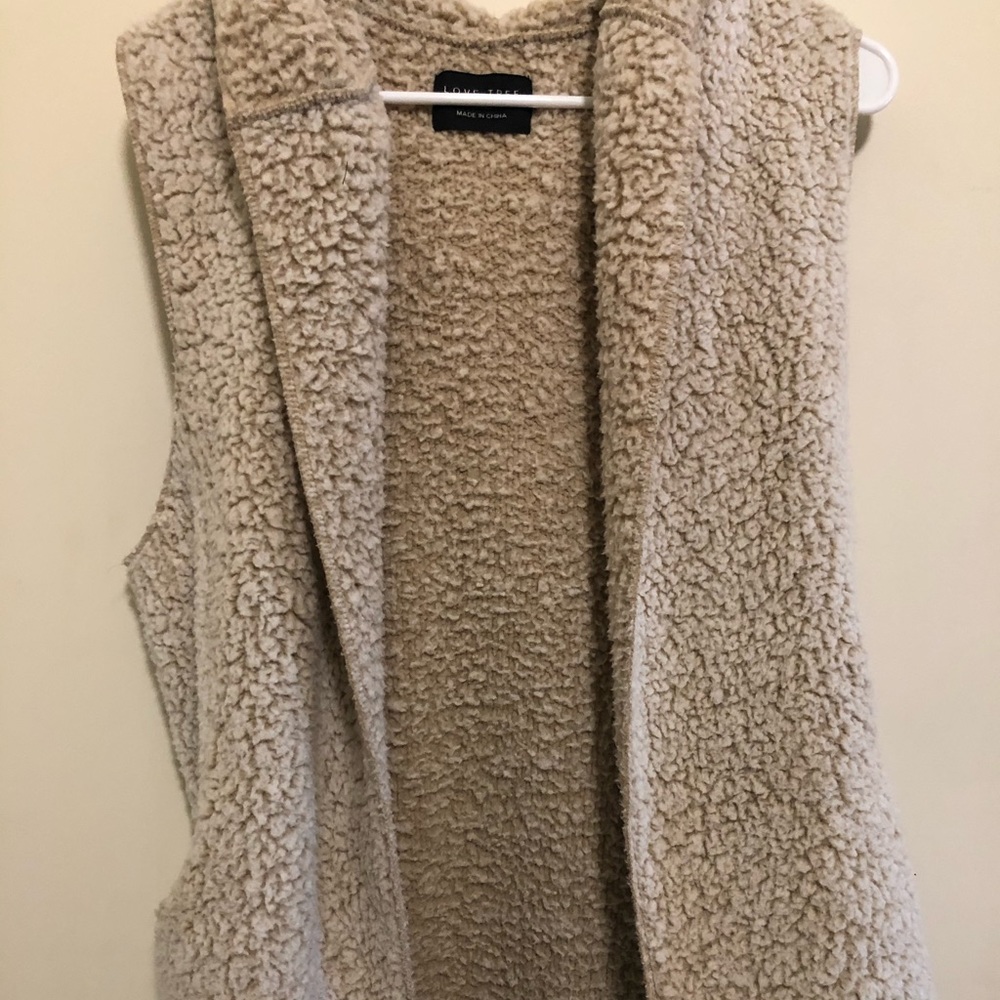 Beige fuzzy vest